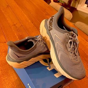 Womens Hoka athletic shoe. Size 11. Worn once. Light blue color with pink accent